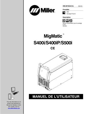 MK522004D | Manuel du propriétaire | Miller MIGMATIC S400I/S400IP/S500I Manuel utilisateur | Fixfr
