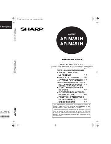 Manuel du propriétaire | Sharp AR-M451 Manuel utilisateur | Fixfr