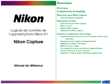 Manuel du propriétaire | Nikon CAPTURE Manuel utilisateur | Fixfr