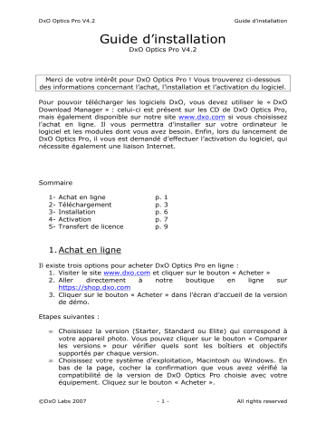 Mode d'emploi | DxO Optics Pro v4.2 Manuel utilisateur | Fixfr