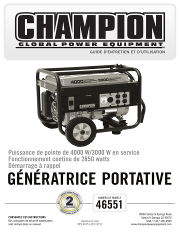 Champion Power Equipment 46551 Manuel utilisateur | Fixfr