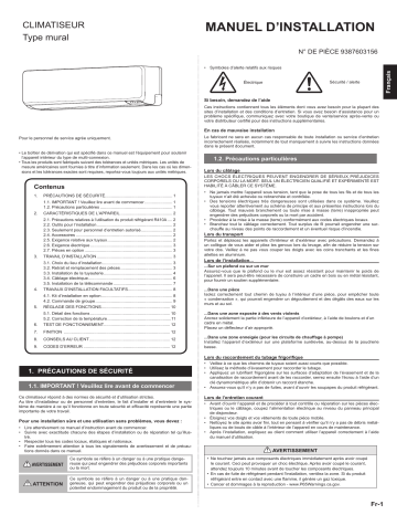 ASUH12LMAS | Installation manuel | Fujitsu ASUH09LMAS Guide d'installation | Fixfr