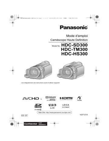 HDC TM300 | HDC SD300 | Panasonic HDC HS300 Mode d'emploi | Fixfr