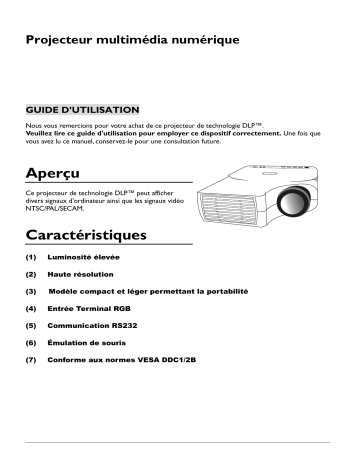 Manuel du propriétaire | BenQ DS550 Manuel utilisateur | Fixfr