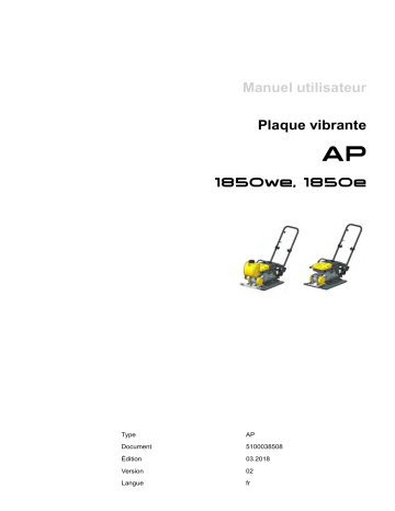 Wacker Neuson AP1850we Single direction Vibratory Plate Manuel utilisateur | Fixfr