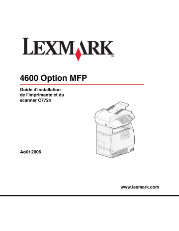 Manuel du propriétaire | Lexmark 4600 MFP OPTION Manuel utilisateur | Fixfr