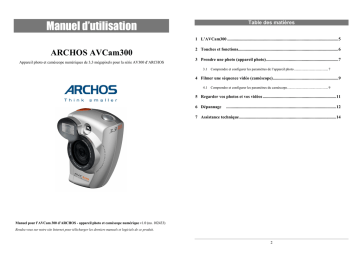 Archos AVCam 300 Manuel utilisateur | Fixfr