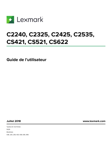 Manuel du propriétaire | Lexmark X925DE Manuel utilisateur | Fixfr