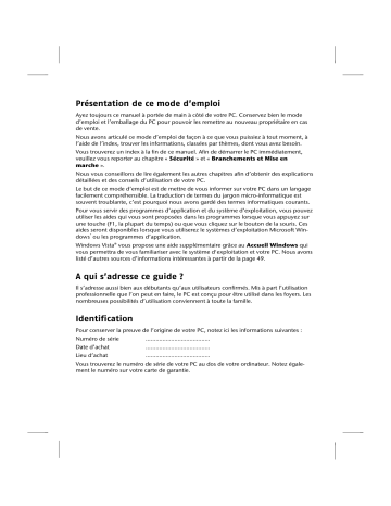 Manuel du propriétaire | Medion AKOYA E4307 D Manuel utilisateur | Fixfr