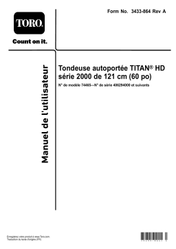 Toro 48in TITAN HD 2000 Series Riding Mower Riding Product Manuel utilisateur