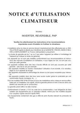 Zenith CLIMATISEUR FIXE REVERSIBLE 2540 WCLIMATISEUR REVERSIBLE INVERTER 35 MÂ² 3900 WCLIMATISEUR REVERSIBLE PAP 26 MÂ² 2600 WCLIMATISEUR REVERSIBLE PAP 36 MÂ² 3780 W Manuel utilisateur