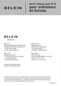 Belkin CARTE RÉSEAU SANS FIL G POUR ORDINATEUR DE BUREAU F5D7000ED Manuel utilisateur