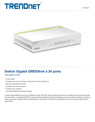 Trendnet TEG-S24D 24-Port Gigabit GREENnet Switch Fiche technique | Fixfr