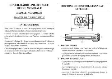 Manuel du propriétaire | Oregon Scientific RÉVEIL HEURE MONDIALE Manuel utilisateur | Fixfr