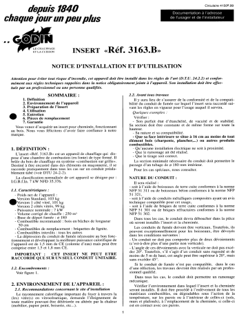 Manuel du propriétaire | Godin 3163.B INSERT Manuel utilisateur | Fixfr