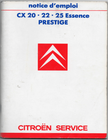 CITROEN CX Manuel du propriétaire | Fixfr