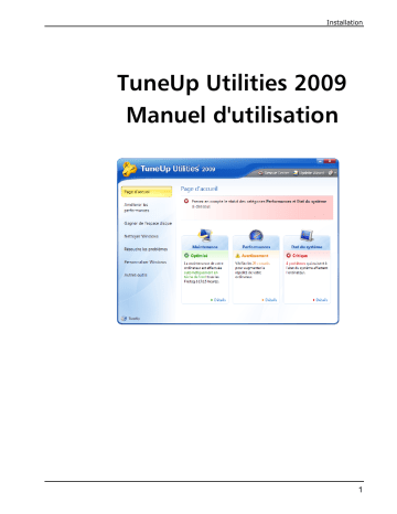 Mode d'emploi | TuneUp Utilities 2009 Manuel utilisateur | Fixfr