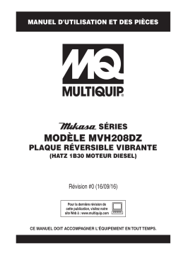 MQ Multiquip MVH208DZ Plaques vibrantes réversible Manuel utilisateur