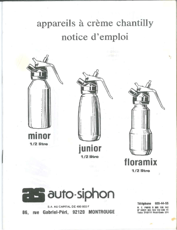 Manuel du propriétaire | AUTO-SYPHON FLORAMIX Manuel utilisateur | Fixfr