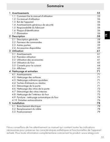 Manuel du propriétaire | Smeg SFP 105 Manuel utilisateur | Fixfr