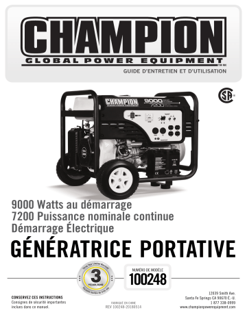 Champion Power Equipment 100248 Manuel utilisateur | Fixfr
