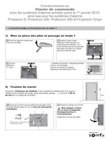 Somfy Clavier de commande alarme avec badge Somfy Mode d'emploi | Fixfr
