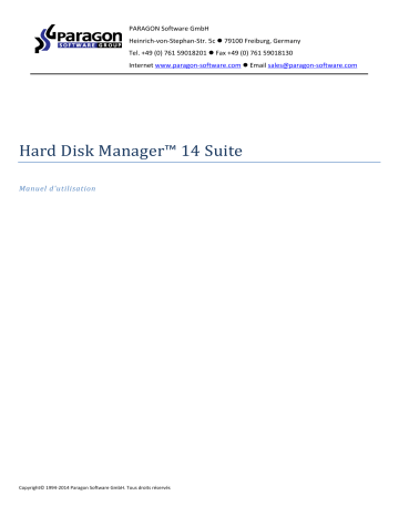 Paragon Software Hard Disk Manager 14 suite Manuel utilisateur | Fixfr