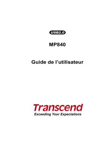 MP 840 | Mode d'emploi | Transcend T Sonic 840 Manuel utilisateur | Fixfr