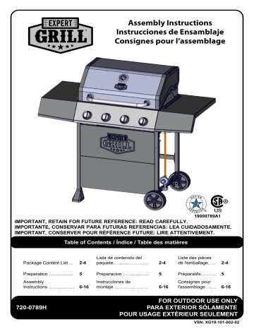 EXPERT GRILL 720-0789H grill Manuel utilisateur | Fixfr