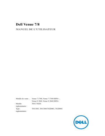 Dell Venue 3740 tablet Manuel utilisateur | Fixfr