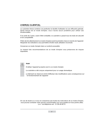 Manuel du propriétaire | Amica ADP 0601 Manuel utilisateur | Fixfr