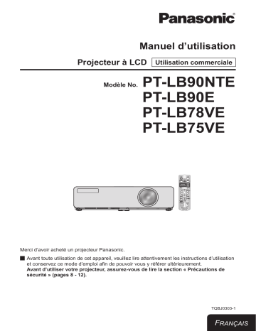 Manuel du propriétaire | Panasonic PT-LB90NTE Manuel utilisateur | Fixfr