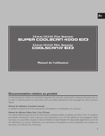 Manuel du propriétaire | Nikon 4000 ED & SUPER COOLSCAN 4000 ED Manuel utilisateur | Fixfr
