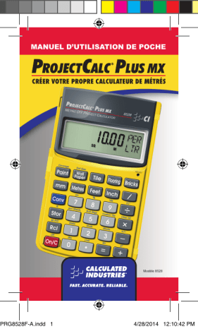 Calculated Industries 8528 ProjectCalc Plus MX Mode d'emploi | Fixfr