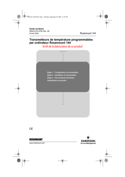 Rosemount 144 Transmetteurs de température programmables par ordinateur Manuel utilisateur