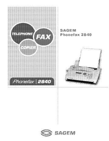 Manuel du propriétaire | Sagem Phonefax 2840 Manuel utilisateur | Fixfr