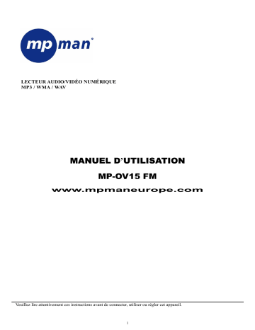 MPMan MP OV15 FM Manuel utilisateur | Fixfr