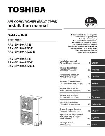 Manuel du propriétaire | Toshiba RAV-SP1400AT-E Manuel utilisateur | Fixfr