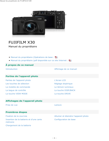 Fujifilm X-30 Manuel utilisateur | Fixfr