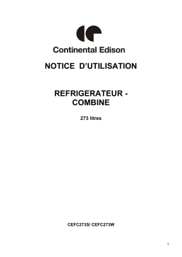 CONTINENTAL EDISON CEFC273S Réfrigérateur combiné Manuel utilisateur