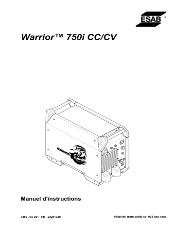 ESAB Warrior™ 750i CC/CV Manuel utilisateur | Fixfr