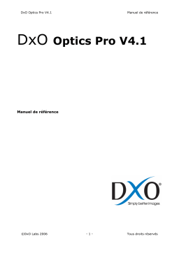 DxO Optics Pro v4.1 Mode d'emploi