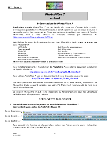 Guide de démarrage rapide | PhotoFiltre PhotoFiltre Manuel utilisateur | Fixfr