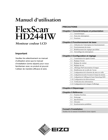 Manuel du propriétaire | Eizo FLEXSCAN HD2441W Manuel utilisateur | Fixfr