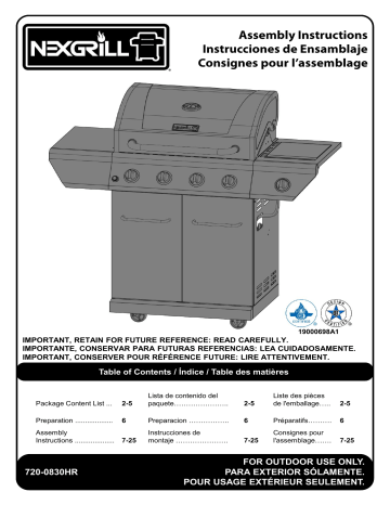 Nexgrill 720-0830HR grill Manuel utilisateur | Fixfr