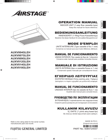 AUXV009GLEH | AUXV007GLEH | AUXV014GLEH | AUXV012GLEH | AUXV024GLEH | AUXV018GLEH | Mode d'emploi | Fujitsu AUXV004GLEH Manuel utilisateur | Fixfr