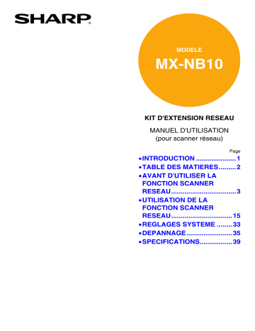 Manuel du propriétaire | Sharp MX-NB10 Manuel utilisateur | Fixfr