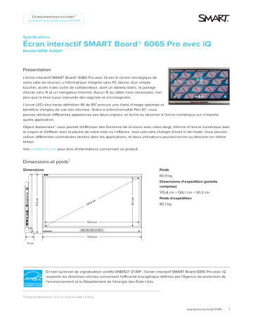 SMART Technologies Board 6000 and 6000 Pro spécification | Fixfr