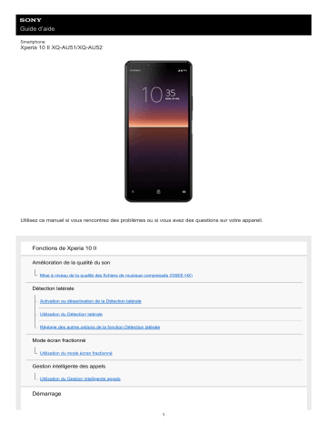 Xperia 10 II | XQ-AU51 | Mode d'emploi | Sony XQ-AU52 Manuel utilisateur | Fixfr