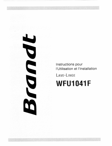 Manuel du propriétaire | sauter WFU1041F Manuel utilisateur | Fixfr